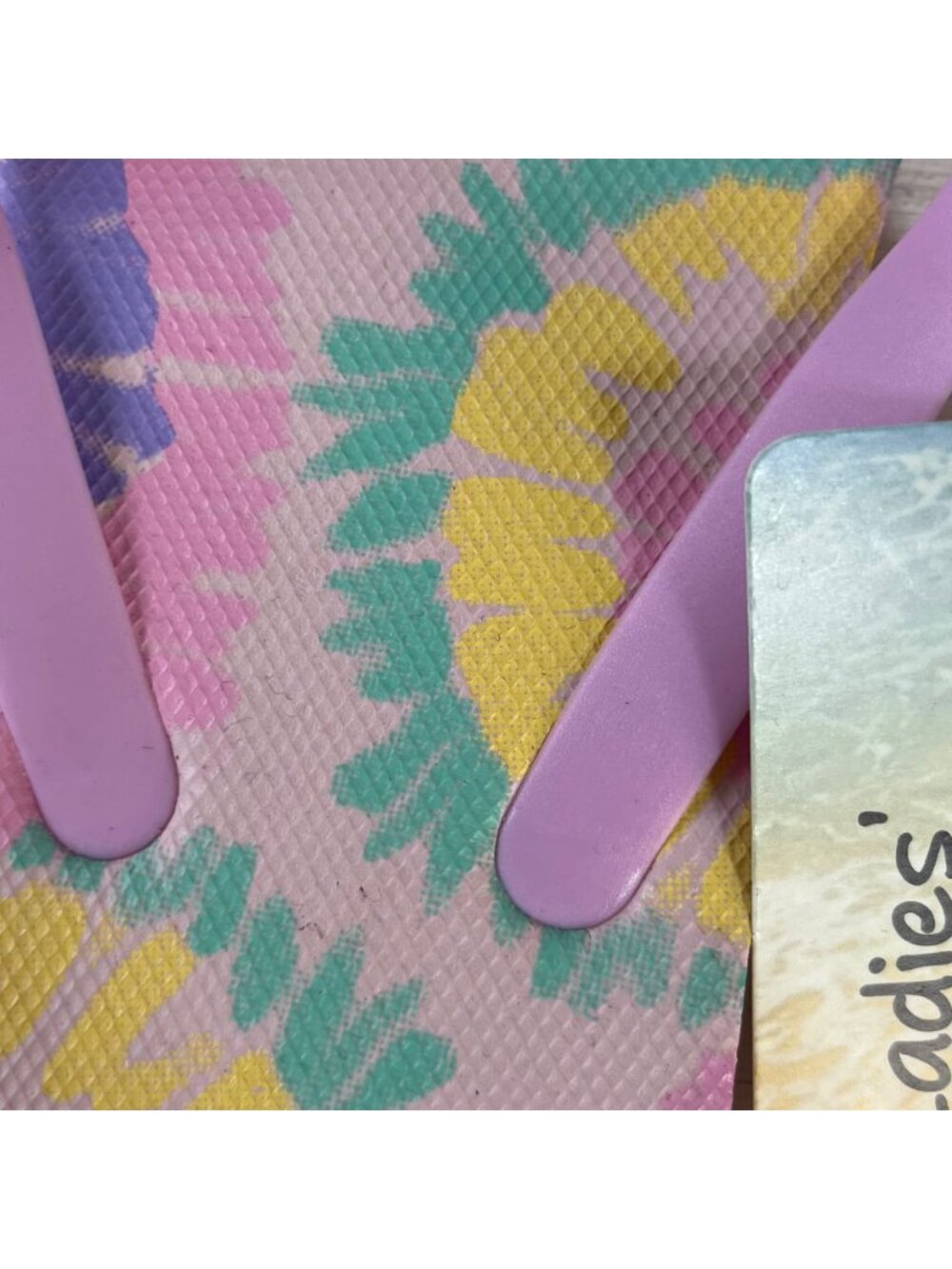 Flip Flops Womens Size‎ Medium 7-8 Pink Tie Dye New Rubber Sandals Beachwear - Picture 5 of 7